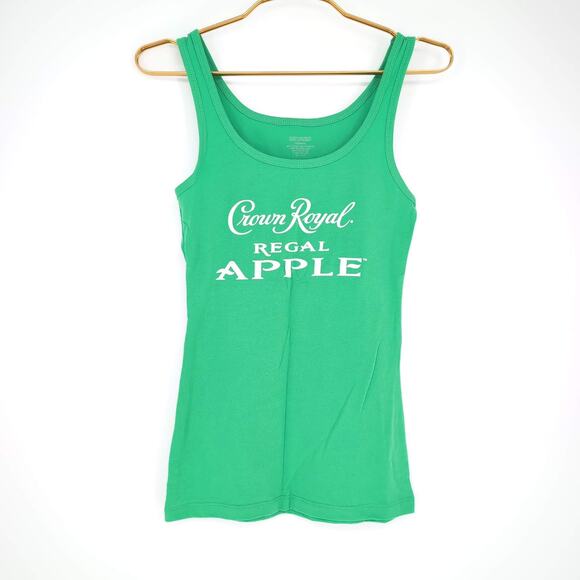 Crown Royal Regal Apple Women's Bright Green Logo Graphic Tank Top GUC - Size S - Picture 1 of 10